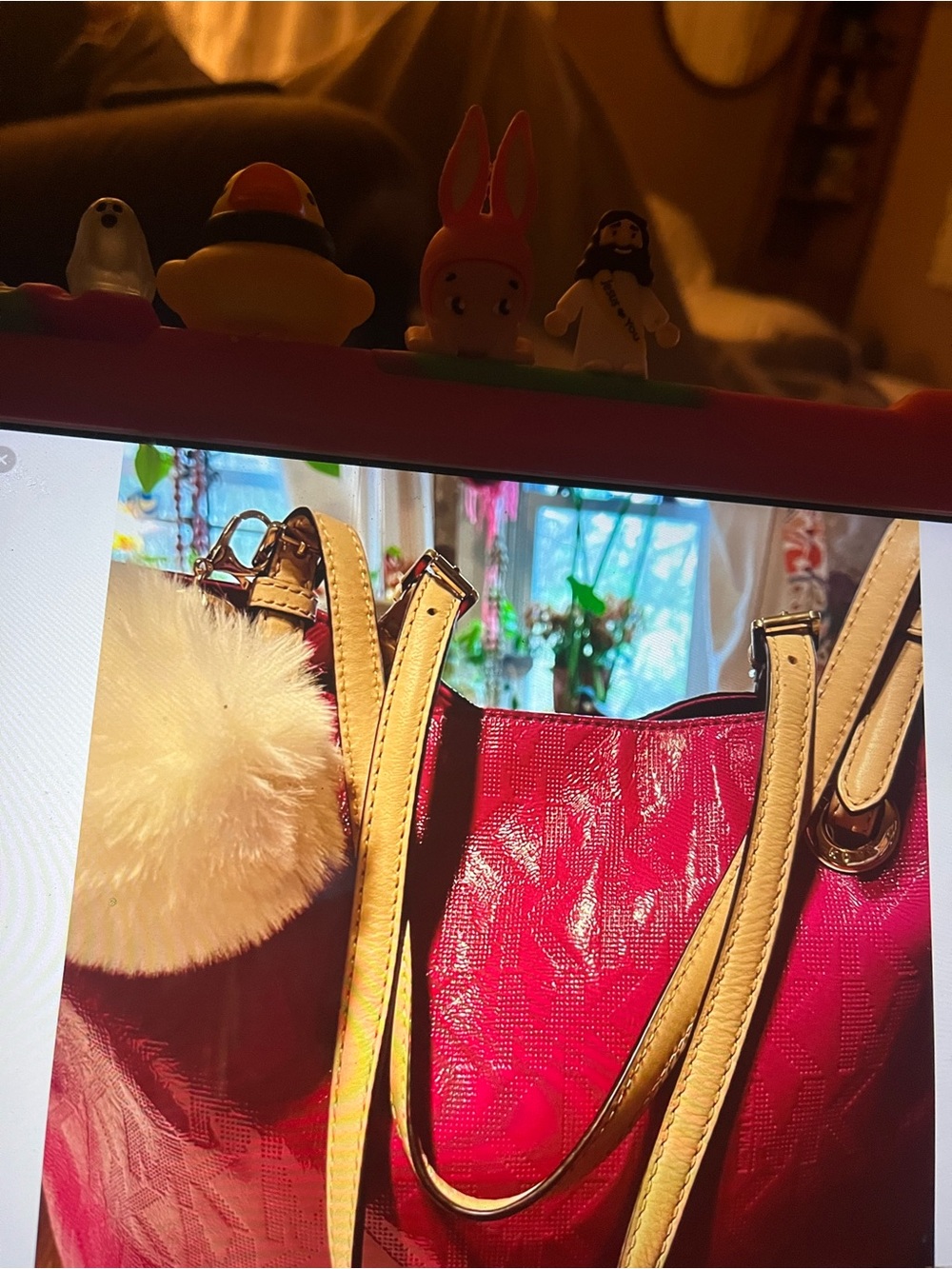 Hot Pink Women’s Tote Bag with Gold Hardware - Picture 2 of 11